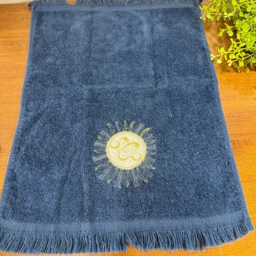 Vintage 90s Celestial Hand Towel Blue Sun Finger Towel Bath